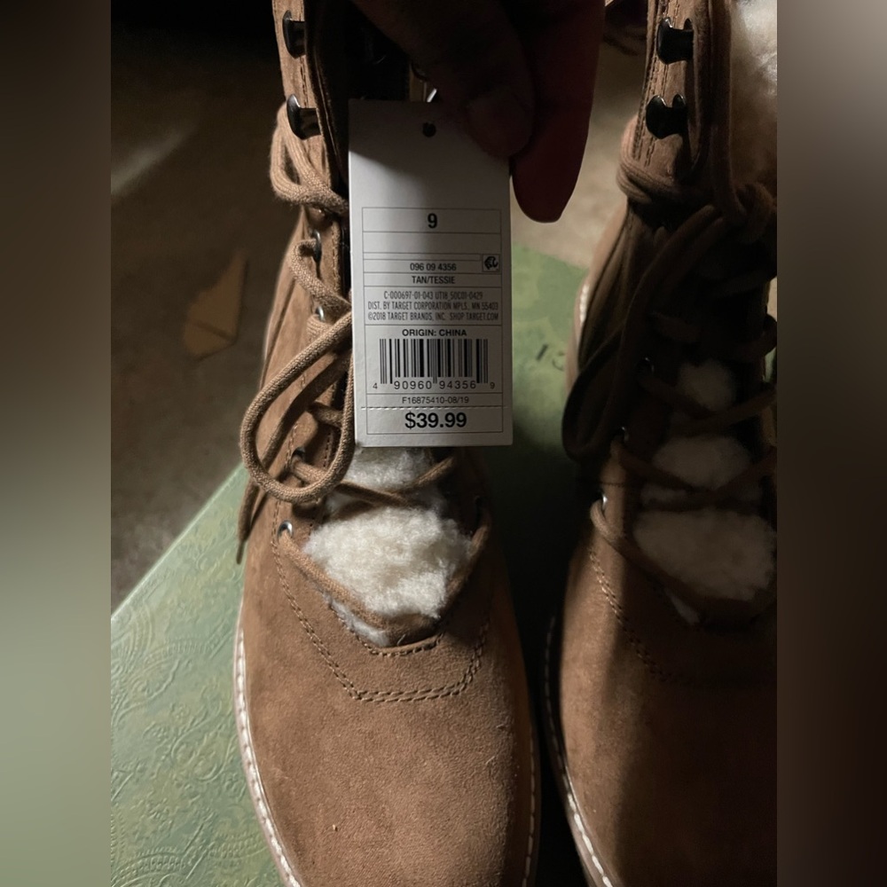 NWT faux fur combat boots